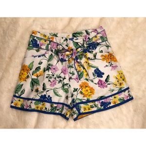 Floral tie high-waisted short Ann Taylor